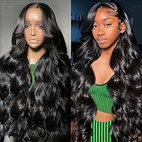 360 Lace Front Wigs Human Hair With Baby Hair Body Wave HD Lace Front Wigs Human Hair 200％ Density 360 Lace Front Wigs For Women Brazilian Virgin Human Hair Lace Front Wigs Natural Color (24 Inch)