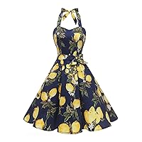 Topdress Women'sVintage Polka Audrey Dress 1950s Halter Retro Cocktail Dress