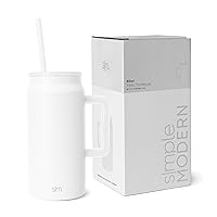 Simple Modern 50 oz Mug Tumbler with Handle and Straw Lid | Reusable Insulated Stainless Steel Large Travel Jug Water Bottle Gifts for Women Men Him Her Trek Collection 50oz Winter White