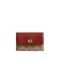 Coach Women's Essential Coated Canvas Signature Mini Trifold Wallet, B4/Tan Rust, One Size