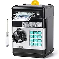 Piggy Bank, Vcertcpl ATM Coin Money Saving Box with Password, Kids Safe Money Jar with Auto Grab Bill Slot, Birthday Gifts Toys Bank for 6 7 8 9 10 11 12 Year Old Girls Boys