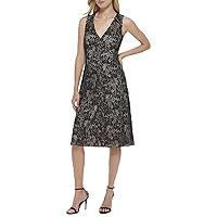 Tommy Hilfiger Women's Floral Lace Detail Sleeveless Dress, Black