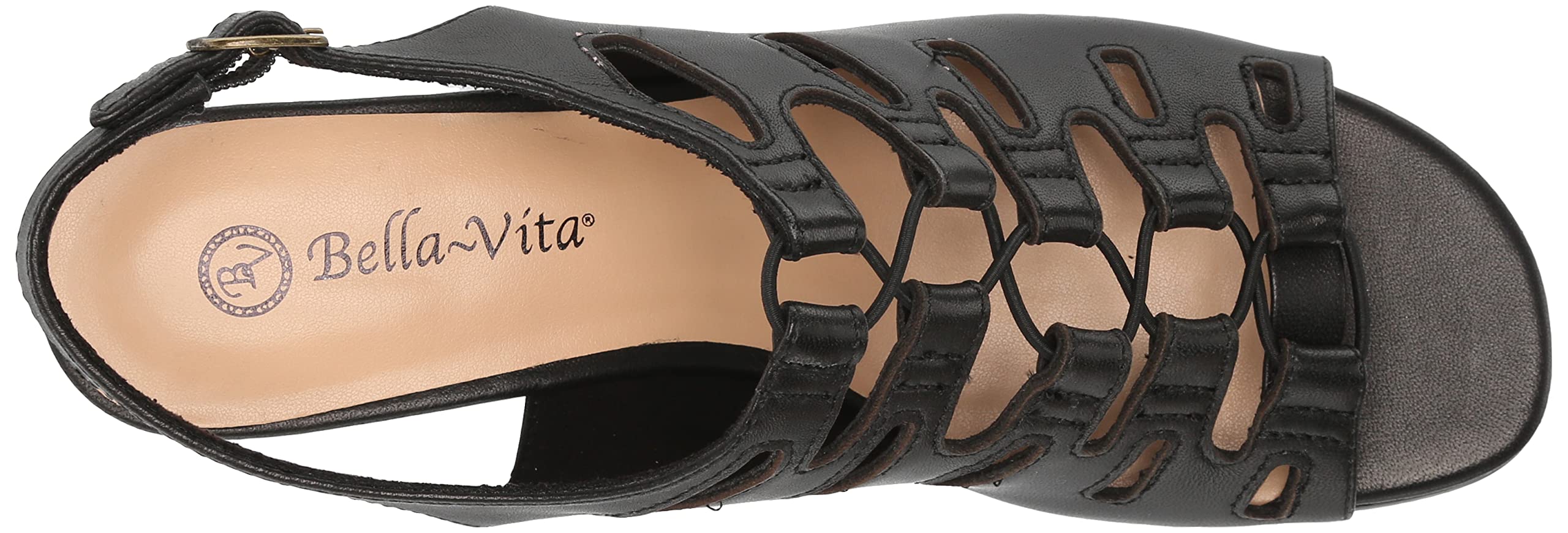 Bella Vita Women's Zamira Wedge Sandal, Black Leather, 6.5 Narrow
