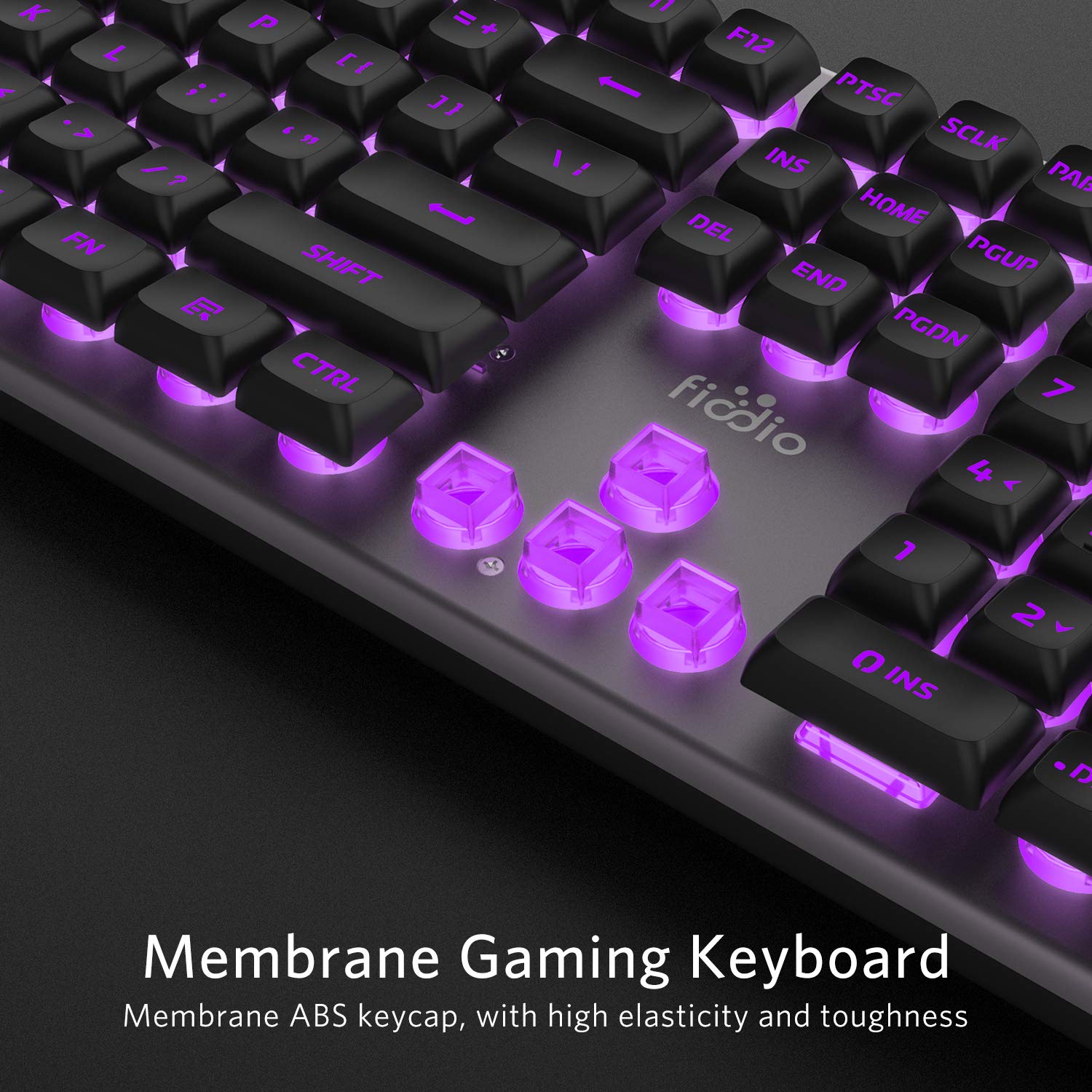 Fiodio Membrane Gaming Keyboard, Wired RGB Rainbow Backlit Keyboard, Ergonomic Standard Keyboard for Desktop, Computer and PC