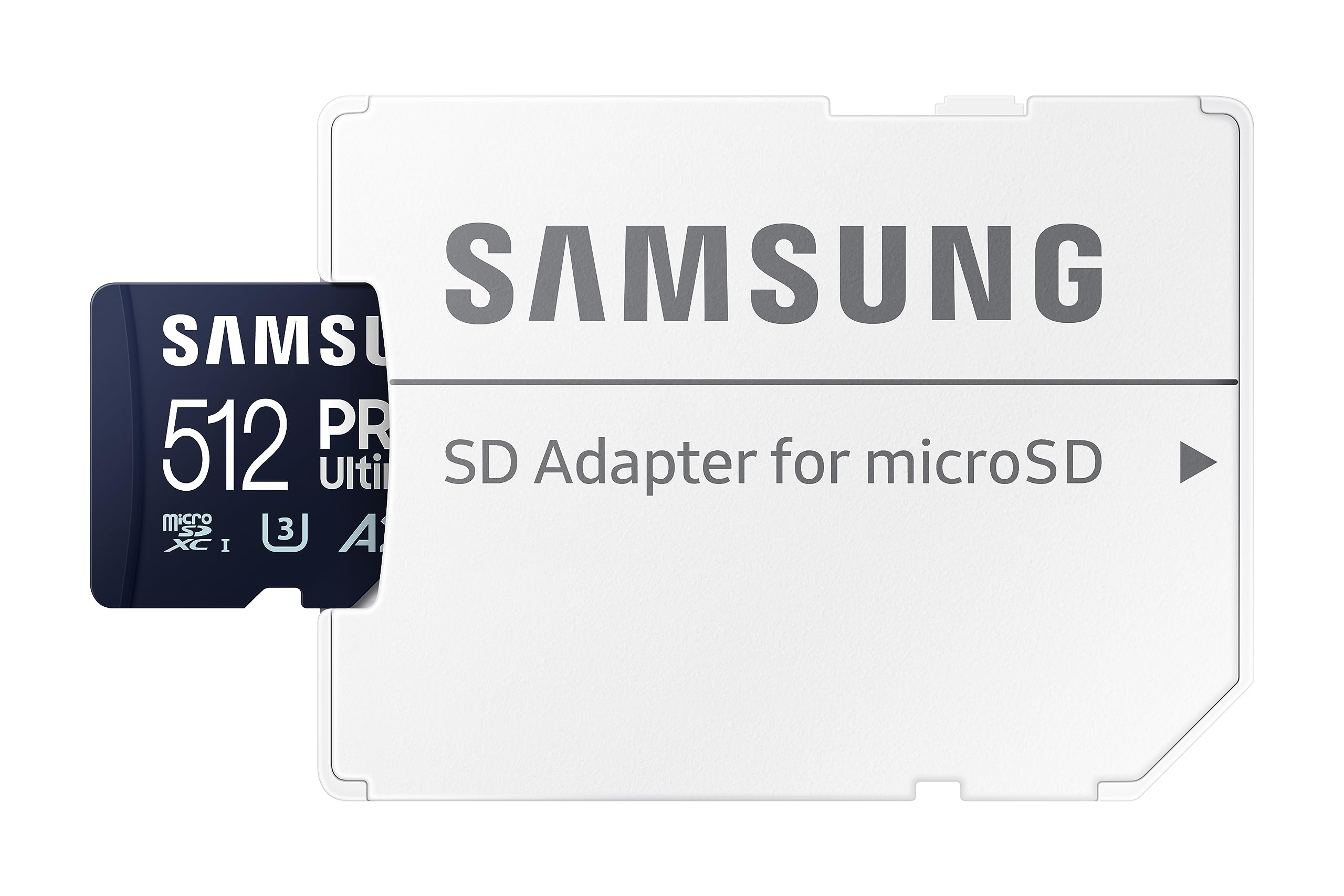 SAMSUNG PRO Ultimate microSD Memory Card + Adapter, 512GB microSDXC, Up to 200 MB/s, 4K UHD, UHS-I, Class 10, U3,V30, A2 for GoPRO Action Cam, DJI Drone, Gaming, Phones, Tablets, MB-MY512SA/AM
