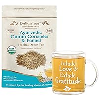CCF Tea with Inspirational Tea Mug | Ayurvedic Cumin, Coriander, Fennel Loose Leaf Tea for Digestion | USDA Organic, Caffeine Free