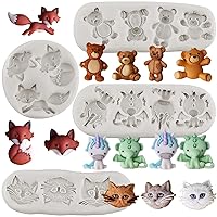Cat Head Fox Unicorn Bear Silicone Fondant Molds For Cake Decorating Cupcake Topper Candy Chocolate Polymer Clay Gum Paste Set of 4