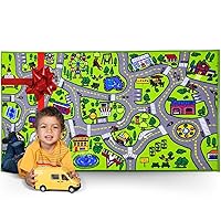 ToyVelt Kids Carpet Playmat Car Rug – Educational Road Traffic Carpet Multi Color Play Mat - Best Kids Rugs for Playroom & Kid Bedroom – for Ages 3-12 Years Old (43