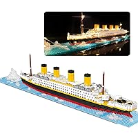 Snlywan 1706 PCS Titanic Toys Building Set with LED Strip, Model Blocks Kit, Micro Mini Light Up Toy,Titanic Gifts for Adults and Kids