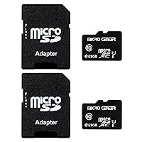 INLAND Micro Center 128GB Class 10 MicroSDXC Flash Memory Card with Adapter for Mobile Device Storage Phone, Tablet, Drone & Full HD Video Recording - 80MB/s UHS-I, C10, U1 (2 Pack)