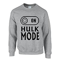 Bing Bada Tees Hulk Mode On Gym Funny Novelty Men's Crewneck Sweatshirt Sports Grey LARGE