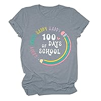 Thanksgiving Shirts for Girls 100 Days of School Shirt Women Teacher Shirts 100th Day of School T Shirt Causal