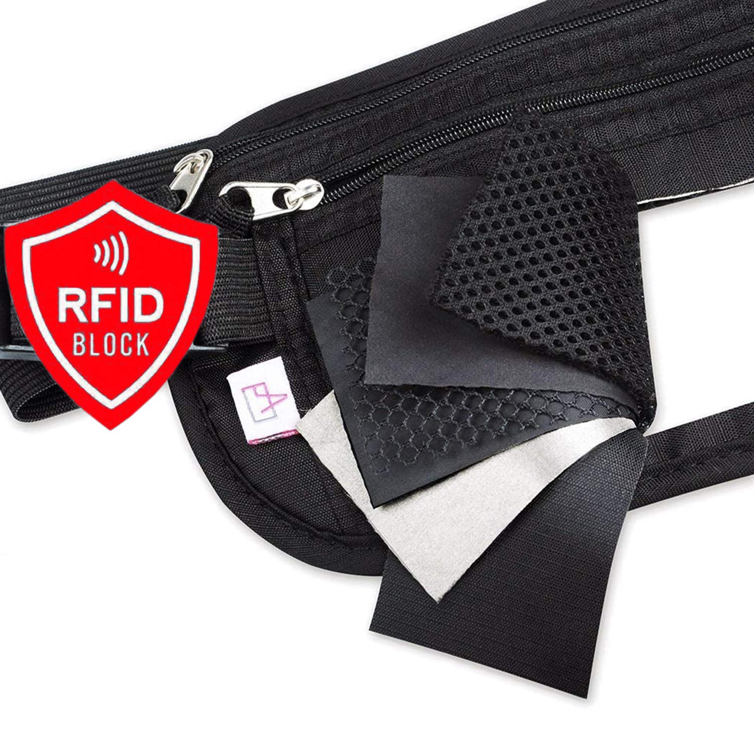 RFID Blocking Travel Wallet - Money Belt & Passport Holder, Travel Fanny Pack for Women Men - Black