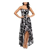 Xscape Womens Embroidered High-Low Gown Dress