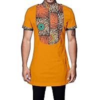 African Print Shirts for Men Short Sleeve Zip Front Tribal Blouse Traditional Wear Vintage Plus Size Casual