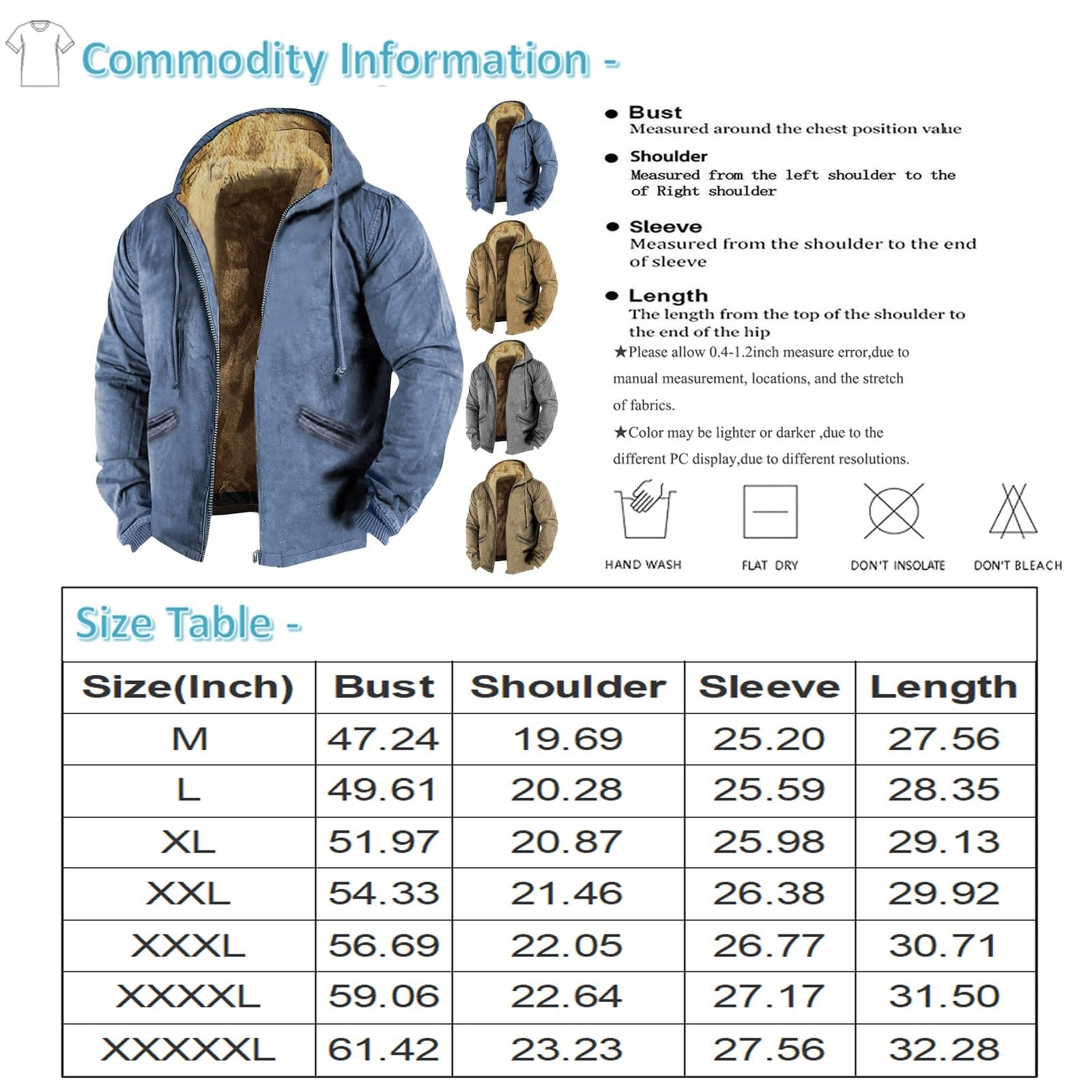 XIAXOGOOL Jackets For Men Hoodie Big And Tall Winter Sherpa Lined Jacket Mens Heavyweight Fleece Warm Trucker Hoodies Coat