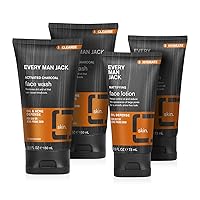 Every Man Jack Men’s Oil & Acne Defense Face Wash and Face Lotion Bundle - Cleanse and Mattify Oily, Acne-Prone Skin with Activated Charcoal and Aloe Vera - Face Wash Twin + Face Lotion Twin Pack