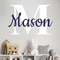 CRYPTONITE Personalized Name & Initial Vinyl Wall Decor I Nursery Wall Decal for Baby Boy & Girl Decoration I Wall Stickers for Bedroom Decor I Boys Bedroom Decor (Wide 8