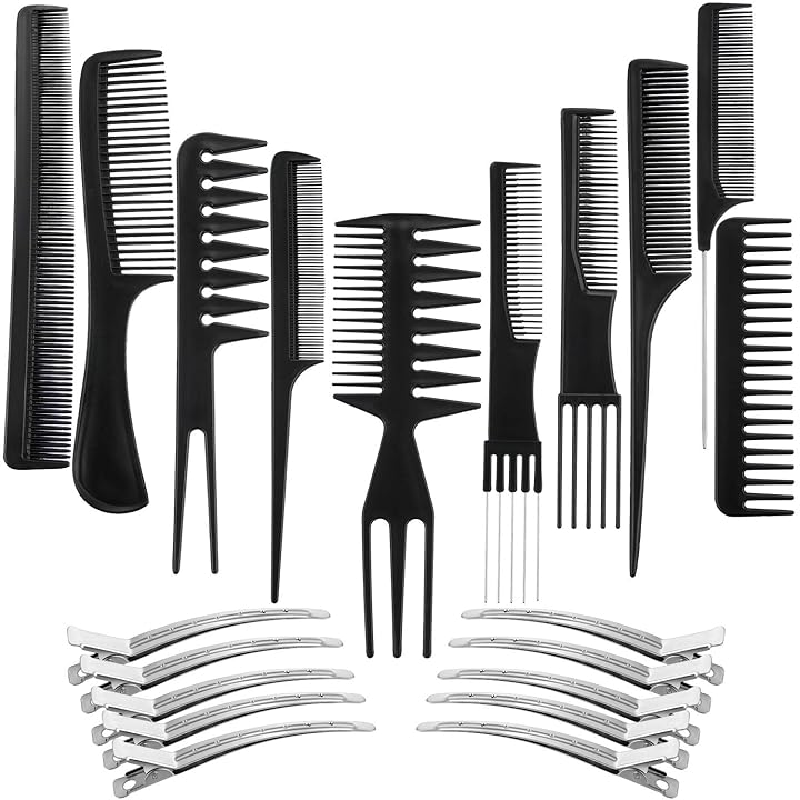 Mua 10 Pieces Hair Barber Styling Comb Set with 10 Pieces Duck Bill Clips Hair  Cutting Comb Set Salon Anti-static Stylists Comb Clip Set for Women Men  (Black) trên Amazon Mỹ chính