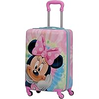 FUL Disney Minnie Mouse 21 Inch Kids Carry On Luggage, Tie Dye Hardshell Rolling Suitcase with Spinner Wheels, Multi