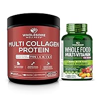 Whole Food Multivitamin for Women + Multi Collagen Protein Powder Hydrolyzed (Type I II III V X) Bundle