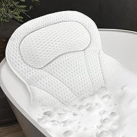 Bath Pillow Bathtub Pillow, Bath Pillow for Tub Neck Head and Back Support, Soft 4D Mesh Fabric Bath Tub Pillow with Non-Slip Suction, Spa Accessories Gifts