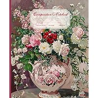 Floral Composition Notebook: Pretty Pink Notebook for Women & Girls - Vintage Botanical Illustration and College Ruled Pages, Ideal for School or Work