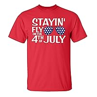 Patriotic Stayin Fly ON The 4TH of July Short Sleeve T-Shirt-Red-6XL
