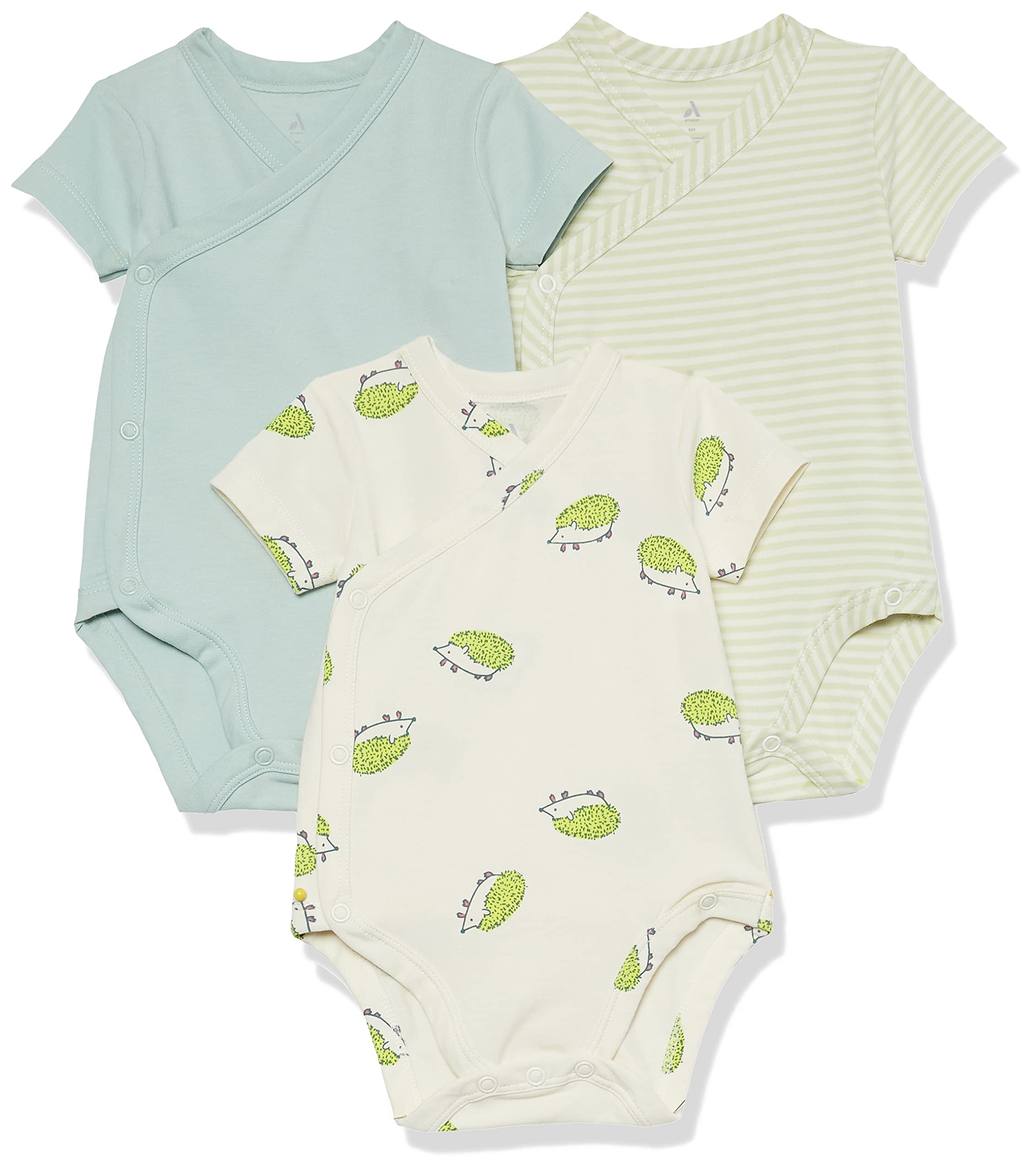 Amazon Essentials Unisex Babies' Cotton Short-Sleeve Side Snap Bodysuit (Previously Amazon Aware), Pack of 3