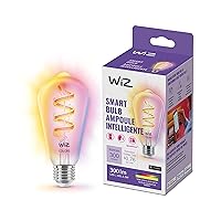 WiZ Color ST19 Color Filament LED Smart Bulb - Pack of 1-300 Lumen - E26 Indoor - Connects to Your Existing Wi-Fi - Control with Voice or App + Activate with Motion - Matter Compatible