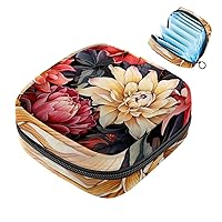 Flower Petal Sanitary Napkin Storage Bag for Girls Women, Portable First Period Pads Bag Tampons Holder Girls Travel Makeup Bag, Large Capacity