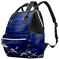 Peaceful Night Sky with Stars Moon Clouds Diaper Bag Backpack Baby Nappy Changing Bags Multi Function Large Capacity Travel Bag