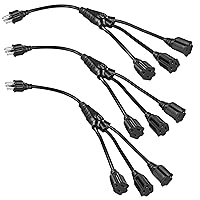 DEWENWILS Extension Cord Splitter 1 to 3, 18 Inch 16/3 Heavy Duty SJTW Wire, 3 Prong Outdoor Power Splitter for Halloween Decor Christmas Lights, ETL Listed, Black, Pack of 3…
