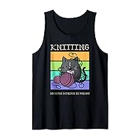 Fun Knitting Because Murder is Wrong | Cute Cat Cozy Mystery Tank Top