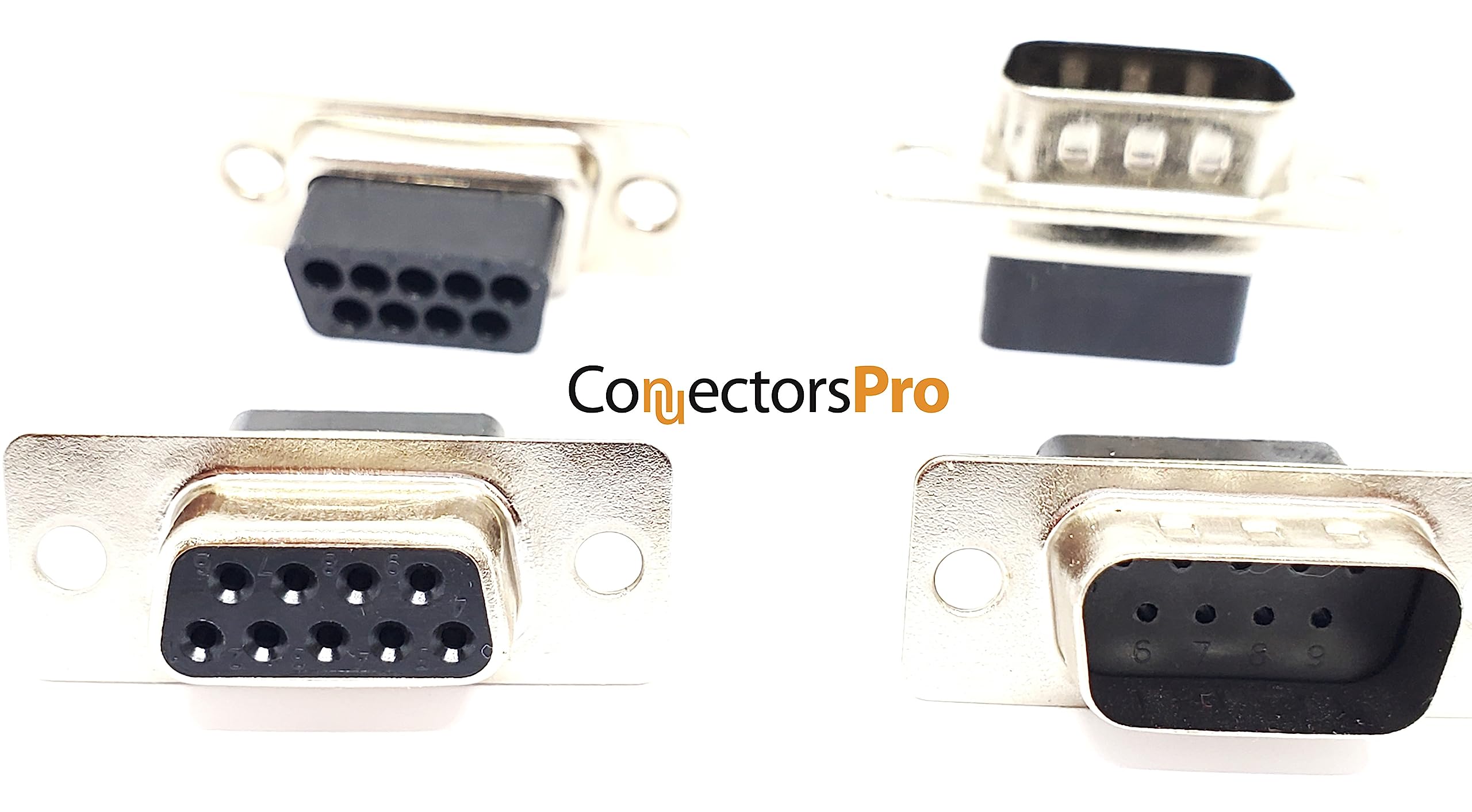Connectors Pro 20 Pack of DB9 Male + Female D-Sub Crimp Type Connectors, 20 Pcs – 10 Pairs (10 Male + 10 Female) - No Pins