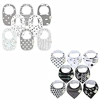 KeaBabies 8-Pack Organic Baby Bibs for Girls & Boys and 8-Pack Organic Baby Bandana Drool Bibs - Teething Baby Bibs for Boy, Girl - Stylish Unisex Bandana Bibs - Newborn Bibs for Baby Girl, Boy