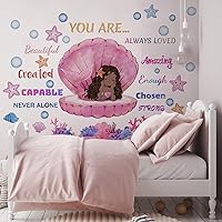 Black Mermaid Wall Decals for Girls Bedroom Under The Sea Creatures Wall Stickers for Kids Wall Decor for Baby Room, Nursery Decor, Inspirational Home for Bathroom