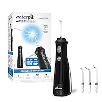 Waterpik Cordless Pearl Rechargeable Portable Water Flosser for Teeth, Gums, Braces Care and Travel with 4 Flossing Tips, ADA Accepted, Charger May Vary, WF-13 Black