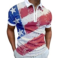 Men's American Flag Patriotic Shirt for Men 4 of July Muscle Turn Down Collar Shirts Slim Long Sleeve Plain