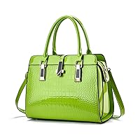 Patent Leather Purses and Handbags for Women Fashion Crocodile Print Satchel Work Commuter Large Capacity Shoulder Bag