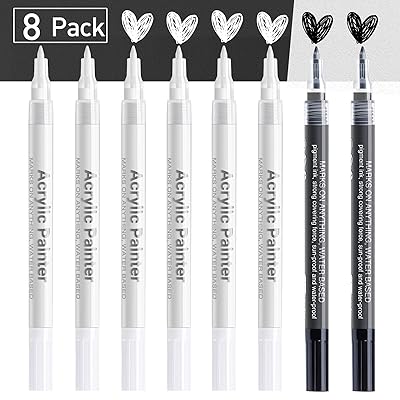Mua Acrylic White Paint Pen Fine Tip: 8 Pack 0.7mm Black White Paint Marker  Pens for Art, Water-Based White Markers for Black Paper Metal Wood Stone  Plastic Steel Writing, Opaque Ink (6