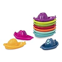 10 Bath Boats – Numbered & Stackable Bathtime Toys – Floating Toy Boats For The Bath, Pool, Beach – Educational Toys – 6 Months + – Stackin’ Boats