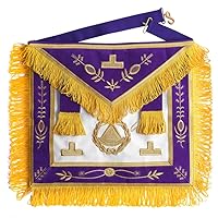 Past Grand Master Blue Lodge Apron - Purple With Gold Emblem With Wreath