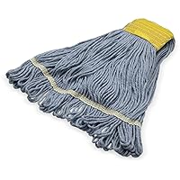SPARTA 369513B14 FLO-PAC Cotton Mop Head, Loop-Ended, 5 Inch Color-Coded Yellow Headhand for Organized Cleaning, Small - 30 Inches Long, Blue with Yellow Band
