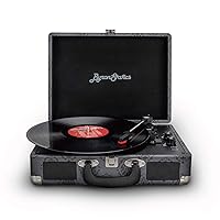 Record Player, Vinyl Turntable Records Player Bluetooth 5.0, Built in Stereo Speakers, 3 Speed, Extra Stylus, Supports RCA Line Out, AUX in, Portable Suitcase Record Player - Dark Grey