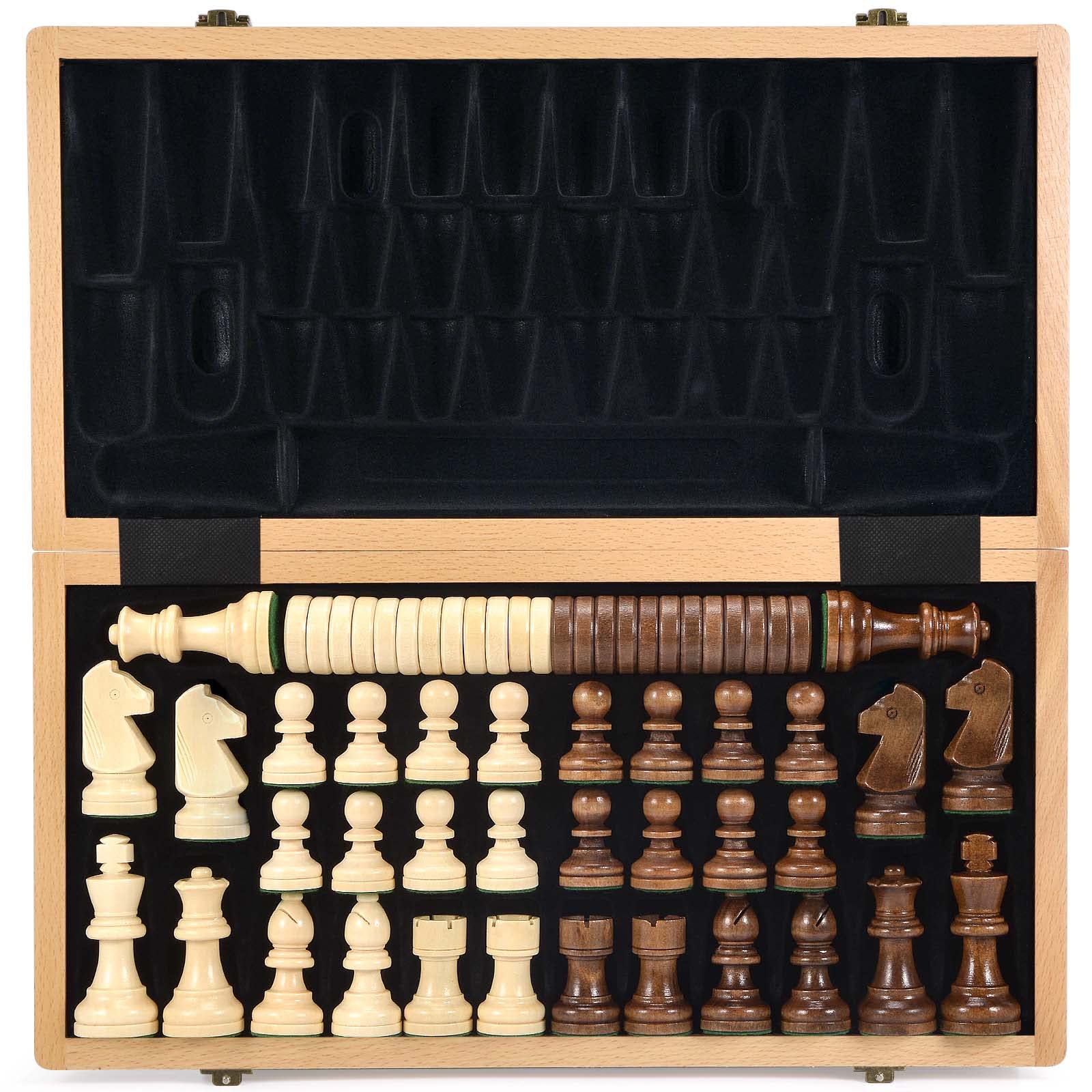 Mua Amerous 15 Inches Wooden Chess & Checkers Set With Upgraded Weighted Chess  Pieces - 2 Extra Queen -24 Cherkers Pieces -Instruction -Chessmen Storage  Slots, Classic 2 In 1 Board Games Trên Amazon Mỹ Chính Hãng 2023 |  Giaonhan247