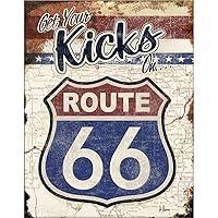 Get Your Kicks On Route 66 Tin Sign - Nostalgic Vintage Metal Wall Décor - Made in USA
