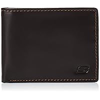 Skechers Men's Passcase RFID Leather Wallet with Flip Pocket