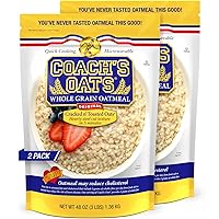 Coach's Oats Whole Grain Oatmeal | Cracked n’ Toasted Oats | Quick-Cooking, Steel Cut Texture | Heart-Healthy, Delicious Breakfast | Microwavable, Stovetop, Overnight Oatmeal, Ready in 3 to 5 Minutes | Enjoy the Perfect Start to Your Day - 3 lbs (48 oz) Pack Of 2