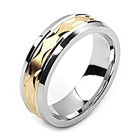 7 millimeters wide two-tone cobalt & 14K yellow gold wedding band (solid, not plated)